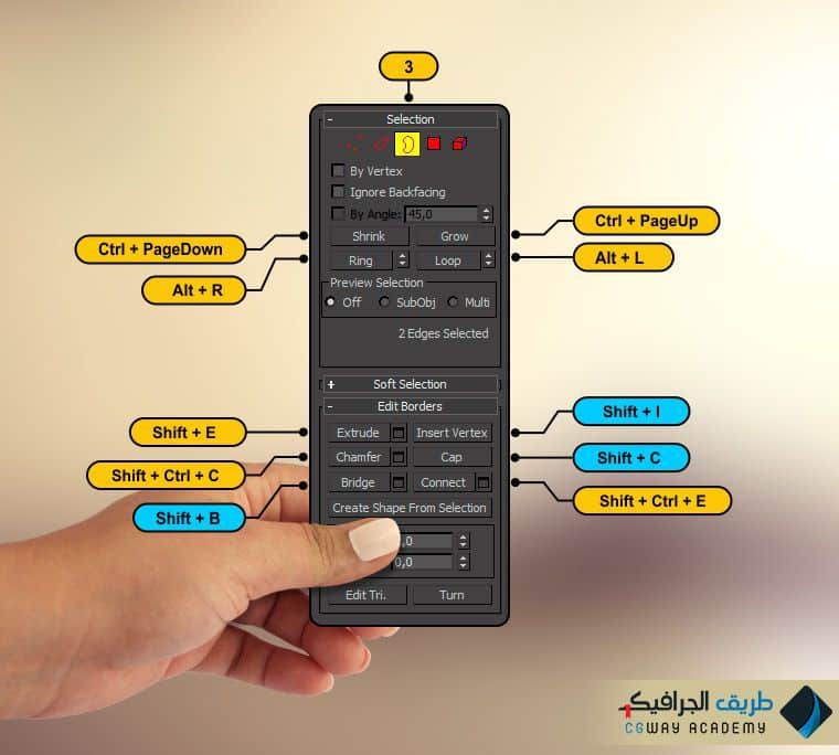 إختصارات التعديل علي الإطارات - Borders Shortcuts