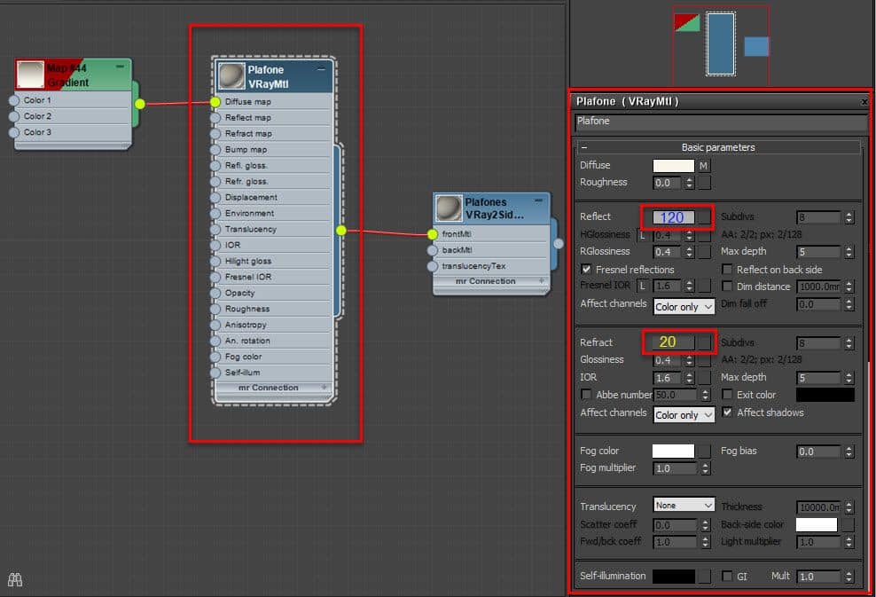 شرح تفصيلي لخامة Translucent Two-Sided Material – VRay2SidedMtl